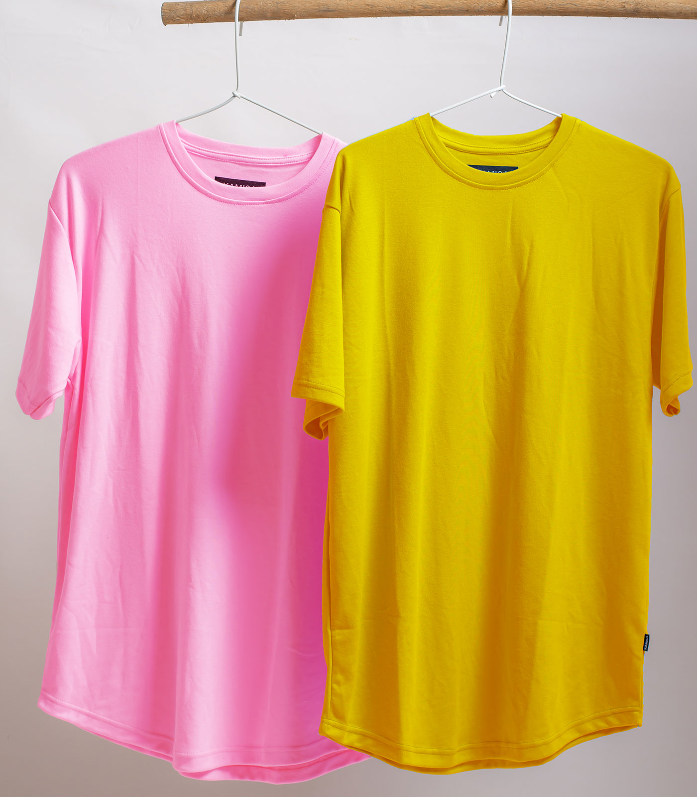 Yellow Plain Curved Hem T-Shirt | Men's Basics | Kaha Kamisa Curved